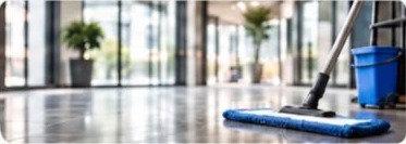 Commercial floor being mopped